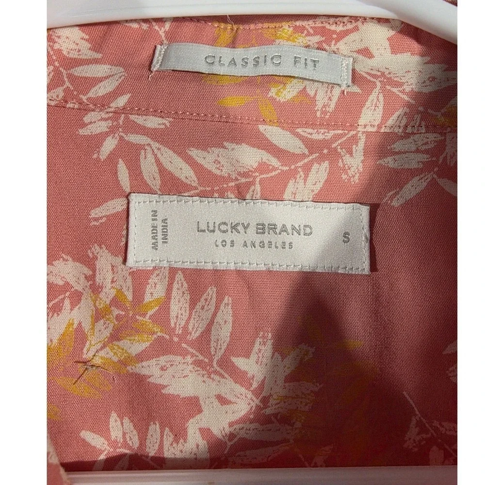 Lucky Brand Mens Small Classic Fit Short Sleeve Botanical Leaf Button Up Shirt
